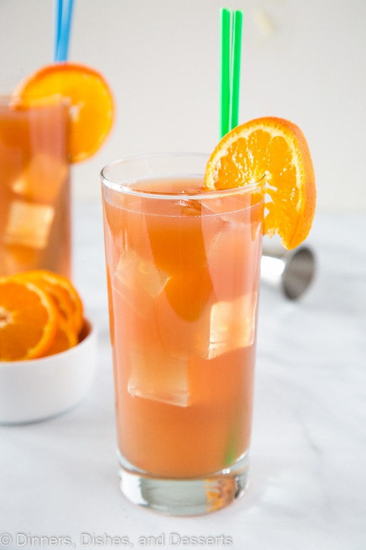 Sex on the beach drink with orange slice