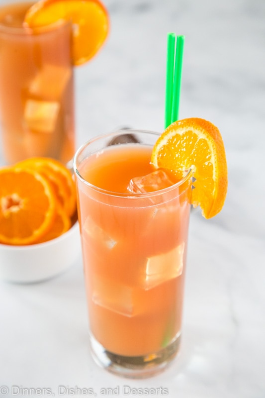 sex on the beach drink recipe with bowl of orange slices