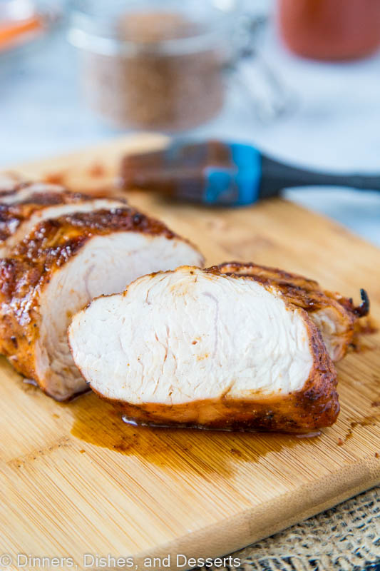 Grilled turkey tenderloin with a sweet and smoky rub and barbecue sauce