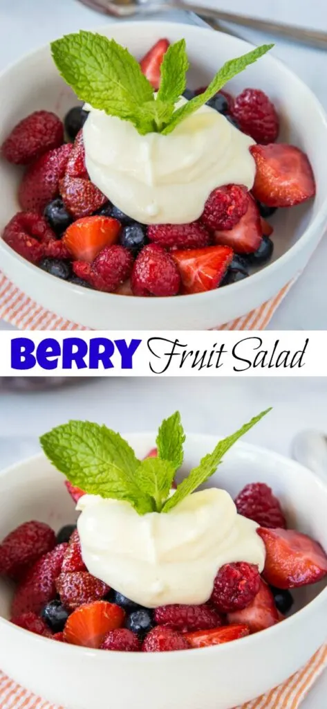 Berry Fruit Salad - and super easy fruit salad recipe loaded with fresh berries and topped with a lemon yogurt to make it tart and sweet!