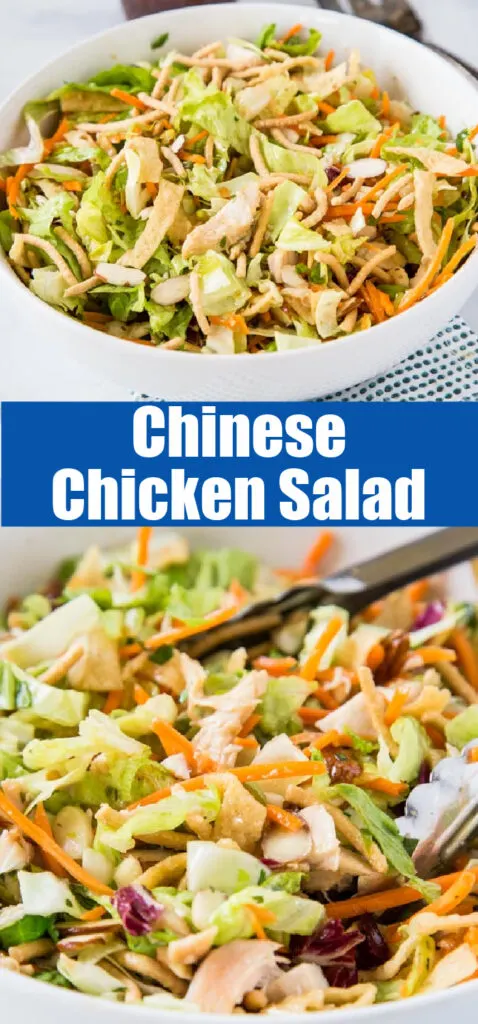 close up asian chicken salad in a bowl