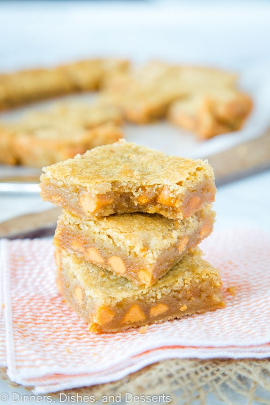 Buttery Blonde Brownies loaded but butterscotch chips