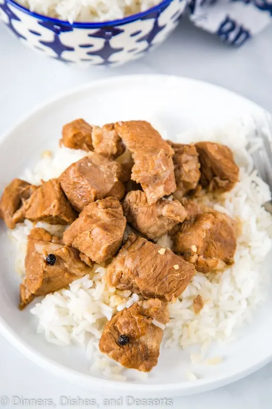 Filipino style adobo made with pork shoulder or pork butt