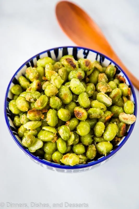 Roasted Edamame with garlic and Parmesan cheese