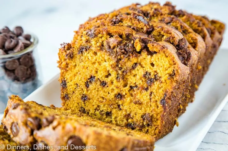 Easy pumpkin bread loaded with chocolate chips