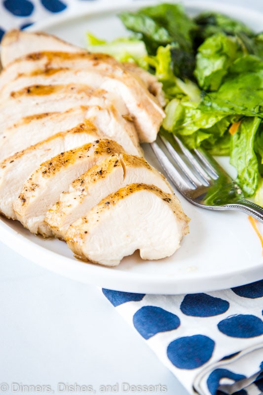 Sliced chicken breast cooked with sous vide