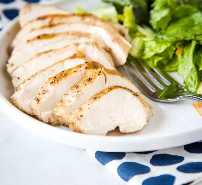 A plate of sliced chicken