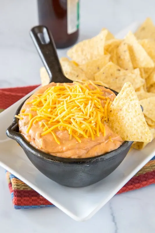 Easy, creamy, and cheesy bean dip is always a hit at get togethers