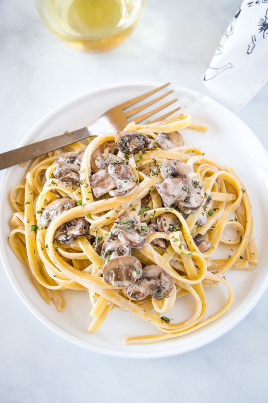 Mushroom Pasta is ready in minutes. Perfect busy weeknight meal