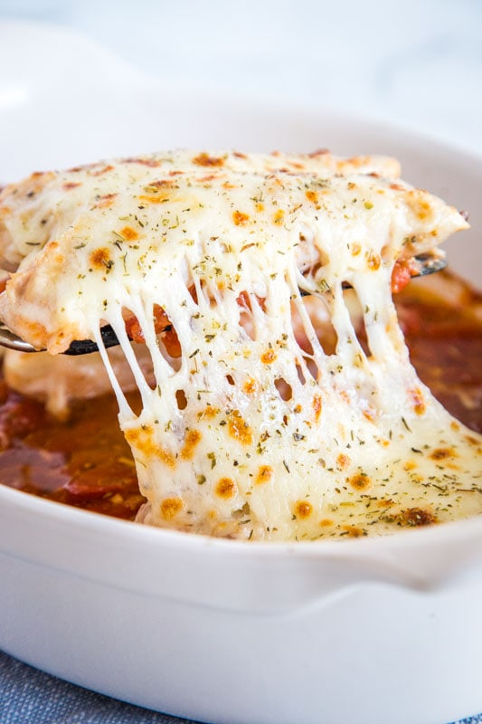 Tomato Baked Chicken with gooey melty cheese