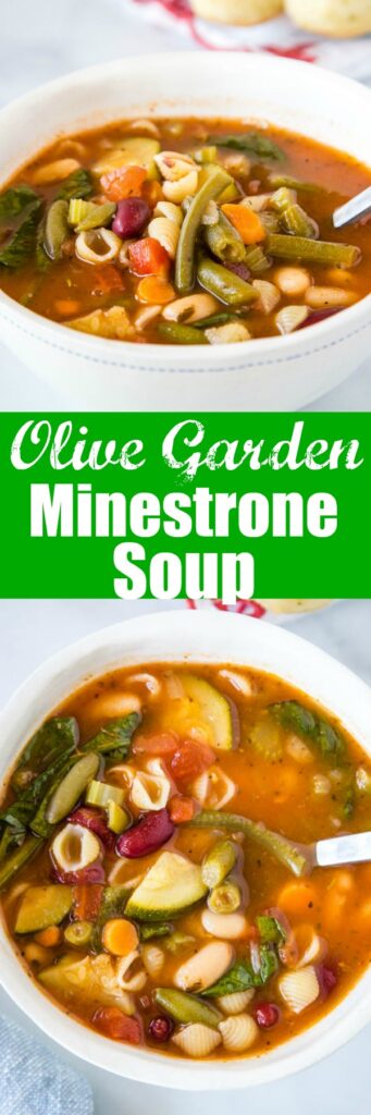 Olive Garden Minestrone Soup - Make the classic minestrone soup at home!  This soup is made all in one pan, is full of all sorts of veggies and even pasta, all in a delicious rich tomato based broth.