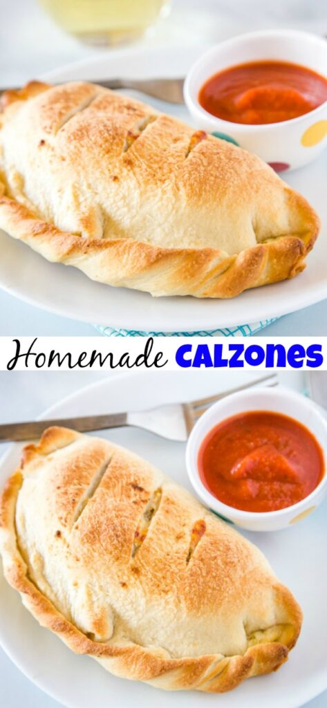 A plate with a calzone and marinara sauce, with Calzone and Dough