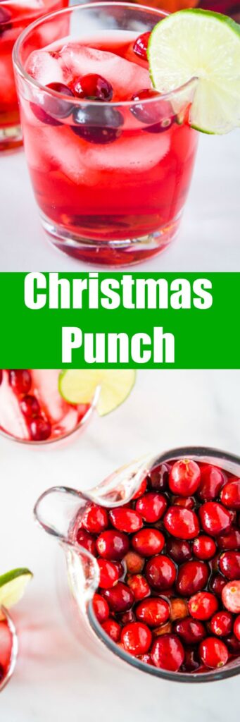 Christmas Punch Recipe - an easy and delicious holiday punch filled with cranberries, cranberry juice, pineapple juice and more!  A non-alcoholic version is included, or add in the vodka for a fun and festive holiday! 