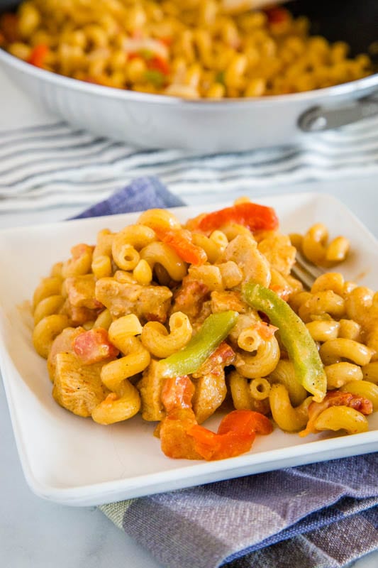 Love this creamy chicken pasta with a fun Mexican twist