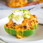 A plate of stuffed peppers on a plate