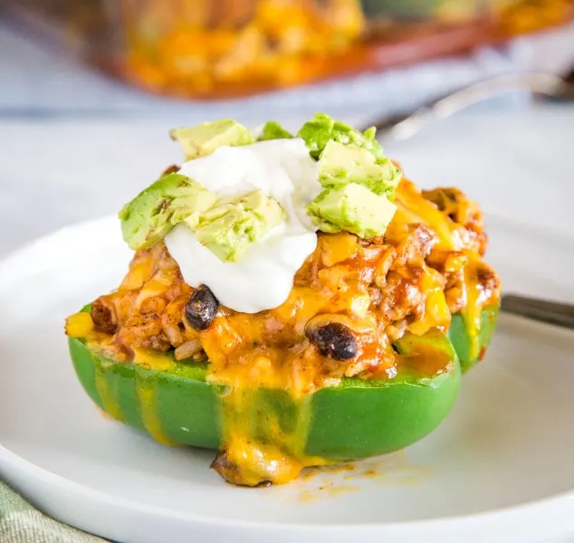 A plate of stuffed peppers on a plate