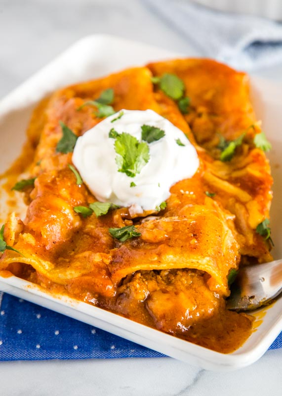 Beef enchiladas that are easy to make and great comfort food