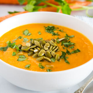 A bowl of soup, with Carrot