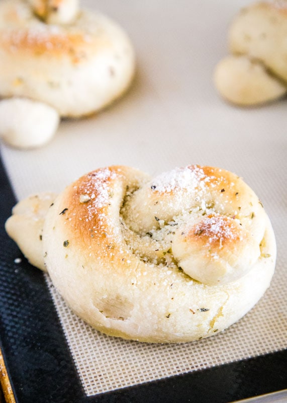 Light and fluffy garlic knots with a homemade dough