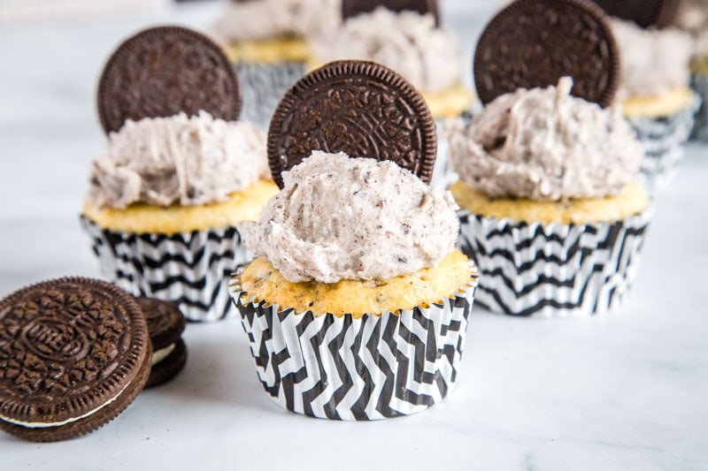 Cookies and Cream Cupcakes - The best Oreo Cupcakes!  A moist vanilla cupcake with crushed Oreos inside and then topped with a delicious Oreo buttercream frosting.  If you like cookies and cream these are definitely for you!