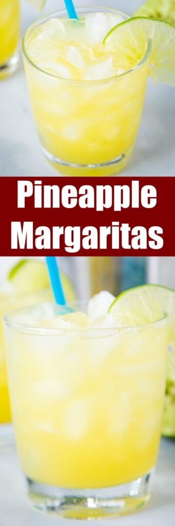 Pineapple Margarita - a fun twist on the classic margarita. The sweet pineapple makes it extra tasty. Just 4 ingredients to make this easy and delicious cocktail. 