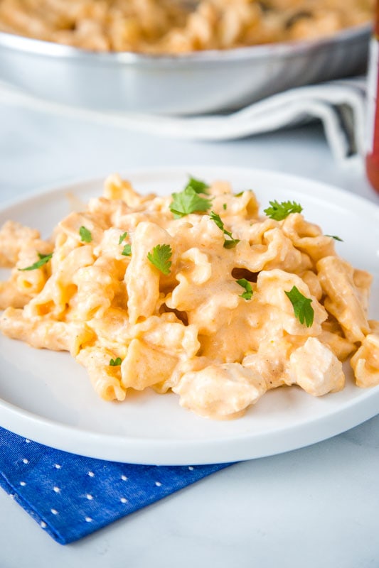 Buffalo Chicken in the form of a quick and easy creamy pasta