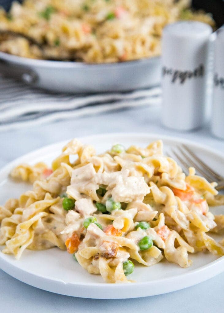 Turn classic chicken pot pie into an easy noodle dish!