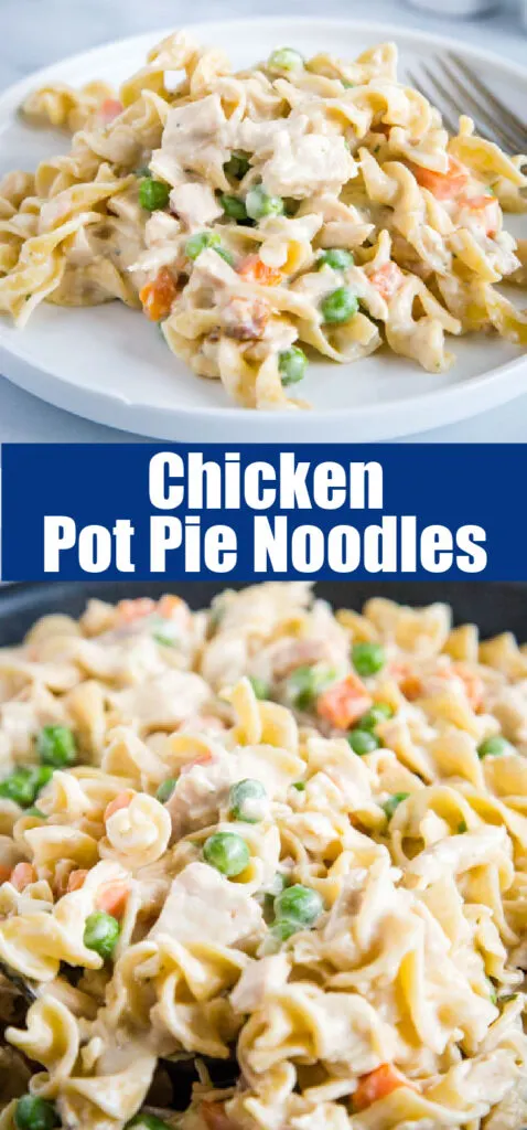 chicken pot pie noodles close up