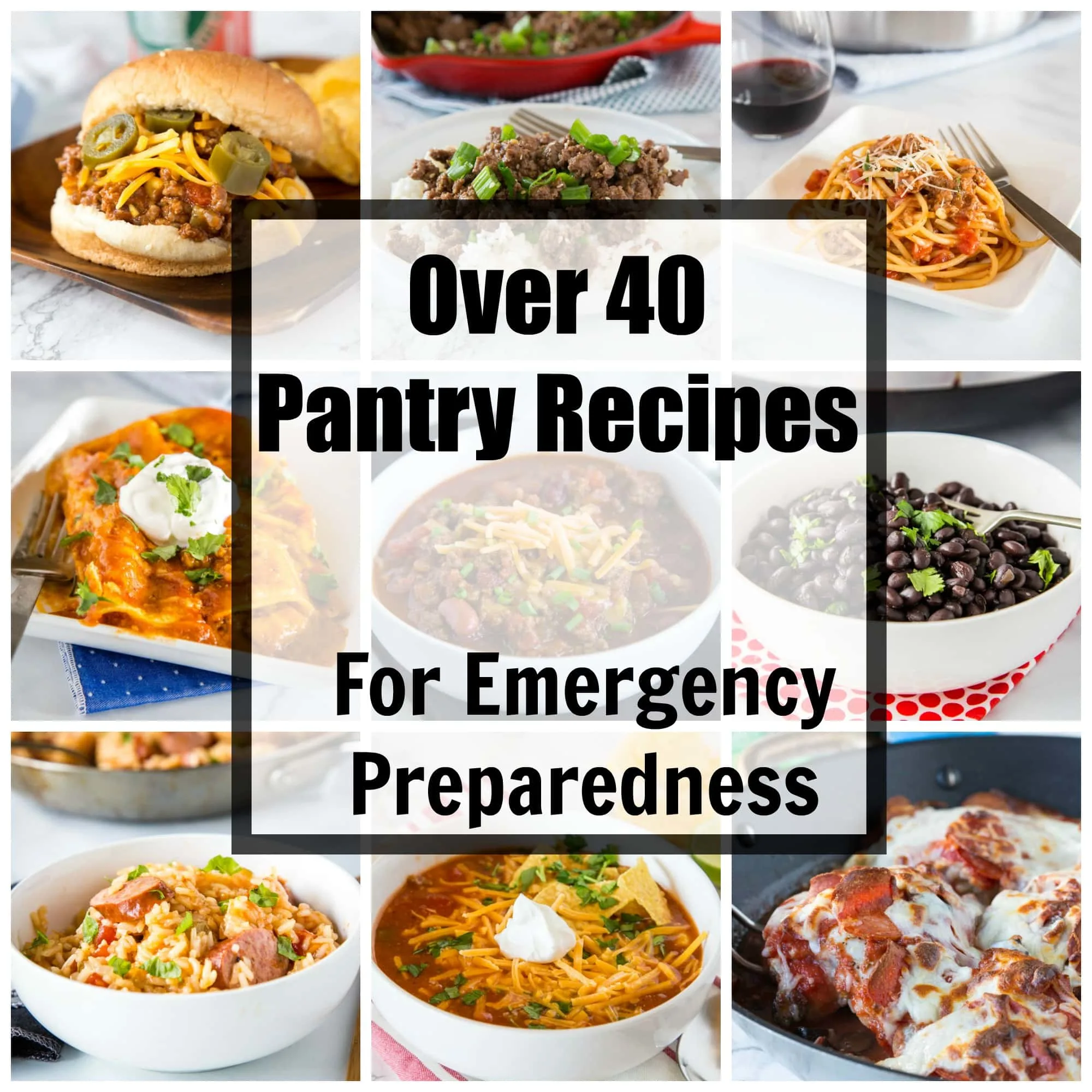 Pantry Recipes - whether you are trying to use up what you have in your kitchen or prepping for an emergency here are 40 pantry recipes to get you through!  