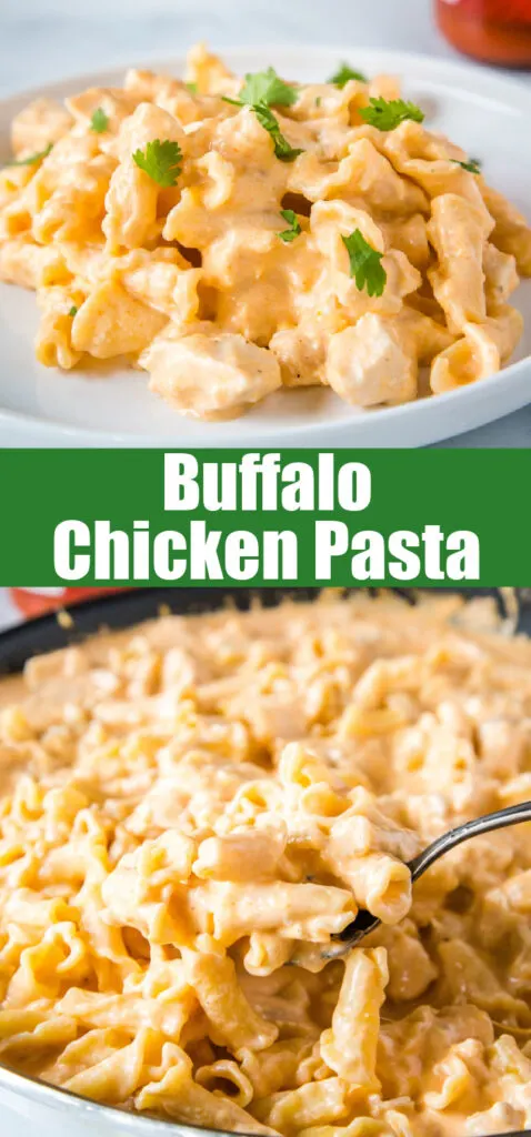 Buffalo Chicken Pasta up close for pinterest