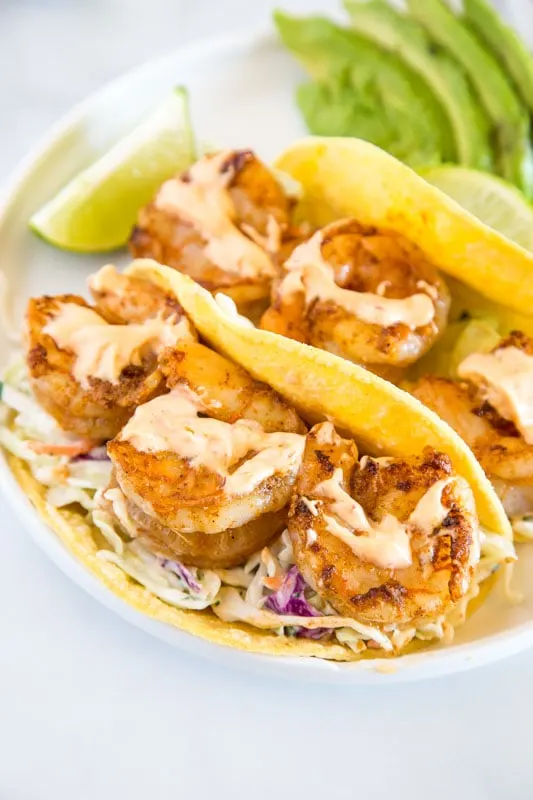 Chipotle Shrimp Tacos with Mexican coleslaw 