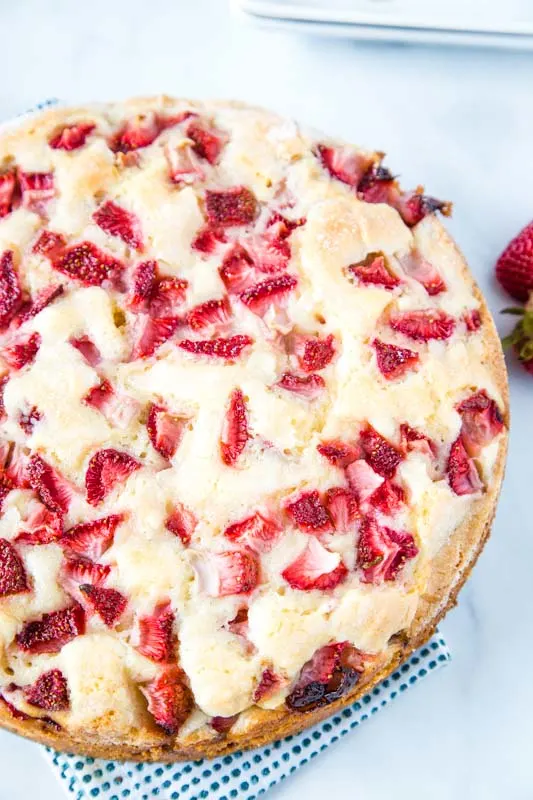 Easy Strawberry Cake with tons of fresh strawberries
