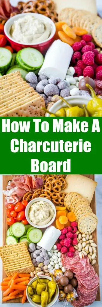 How To Make A Charcuterie Board - the perfect way to have a quick and easy snack board for all day grazing or entertaining!  Create a board full of your favorite meats, cheeses, nuts, dried fruit and more. 