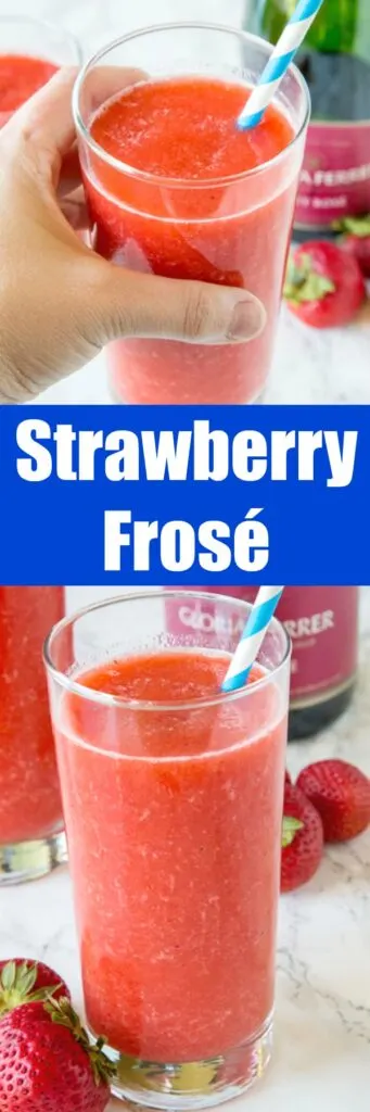 Frosé - A frozen rosé wine slushie with strawberries.  A super simple idea that is refreshing and delicious all summer long!