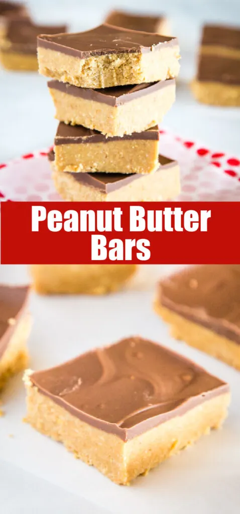 peanut butter bars stacked on a white board