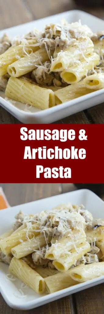 Creamy Sausage & Artichoke Pasta makes an easy weeknight dinner. A quick and easy meal the whole family will devour.