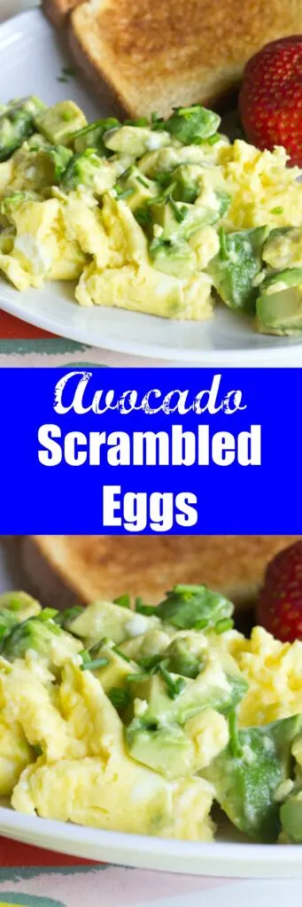 Avocado Scrambled Eggs - A healthy breakfast to start your day off right. Buttery avocado mixed with creamy scrambled eggs makes for a great breakfast.