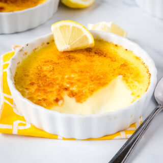 Lemon Crème Brûlée - A luscious and creamy lemon custard with a caramelized sugar topping.  A show stopping dessert that is easier to make than you think!