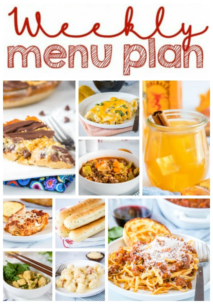 Weekly Meal Plan Week 272 - Make the week easy with this delicious meal plan. 6 dinner recipes, 1 side dish, 1 dessert, and 1 fun cocktail make for a tasty week!