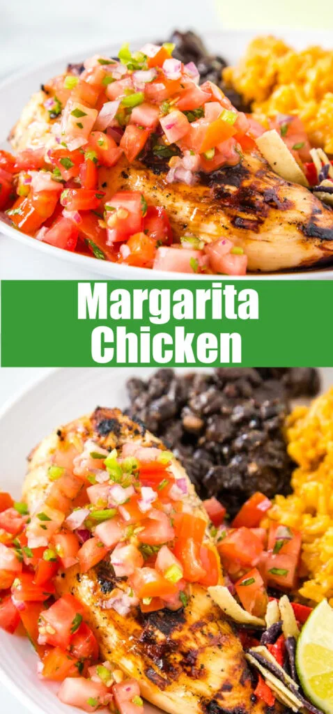margarita grilled chicken topped with tomatoes on plate