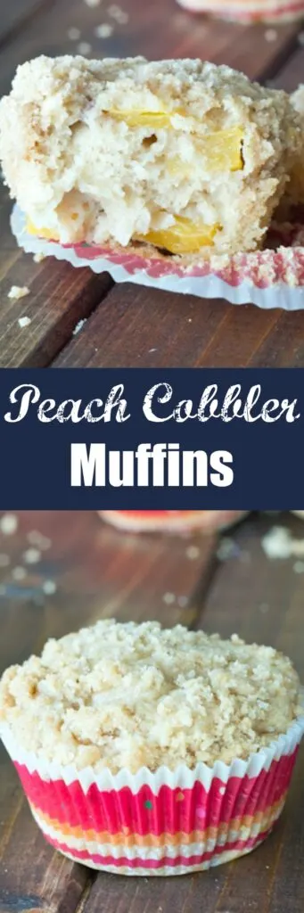 Peach Cobbler Muffins - One of your favorite peach desserts made into a soft and tender muffin. A delicious crumb topping makes this one heck of a breakfast.