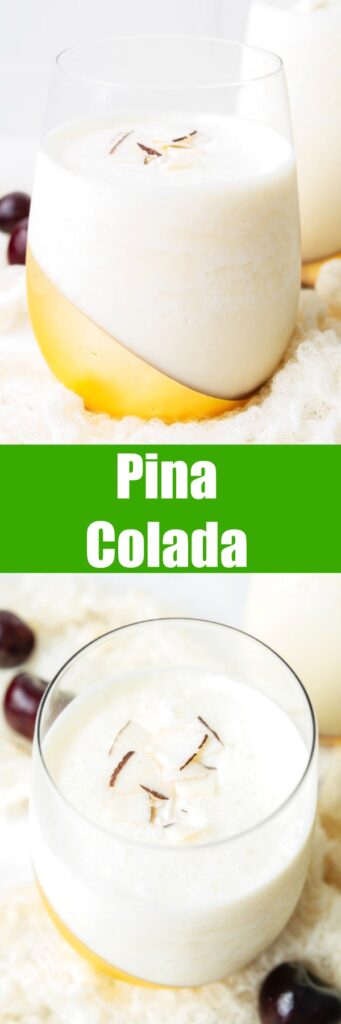 close up of pina colada in a glass