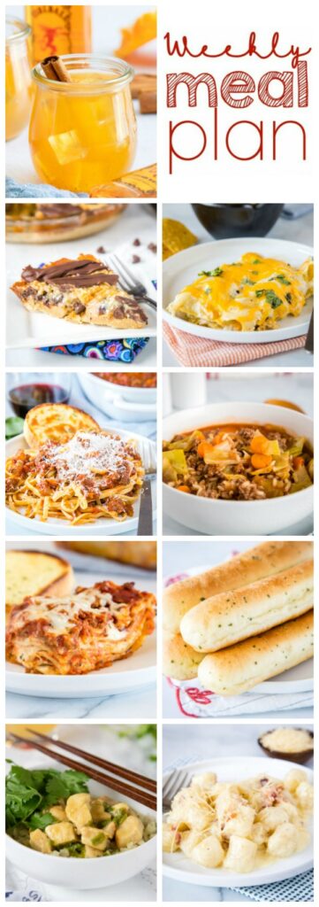 Weekly Meal Plan Week 272 - Make the week easy with this delicious meal plan. 6 dinner recipes, 1 side dish, 1 dessert, and 1 fun cocktail make for a tasty week!