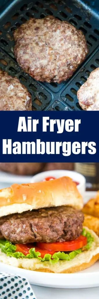 air fryer hamburgers close up