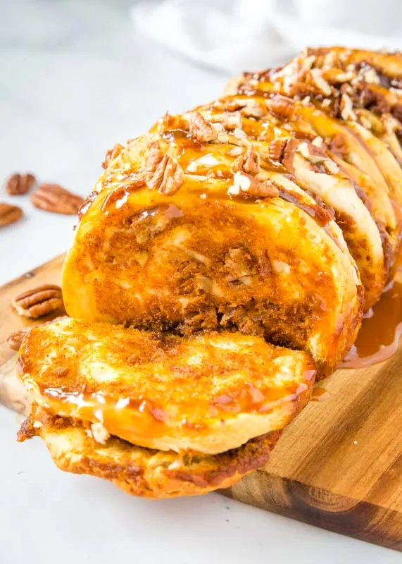 piece of pull apart bread torn off