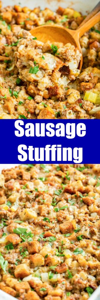close up of sausage stuffing