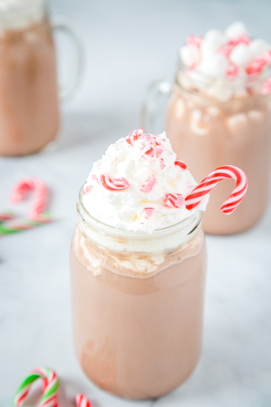 hot chocolate with candy canes
