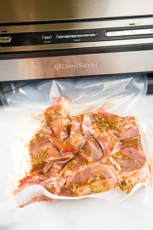 lamb chops in food saver bag