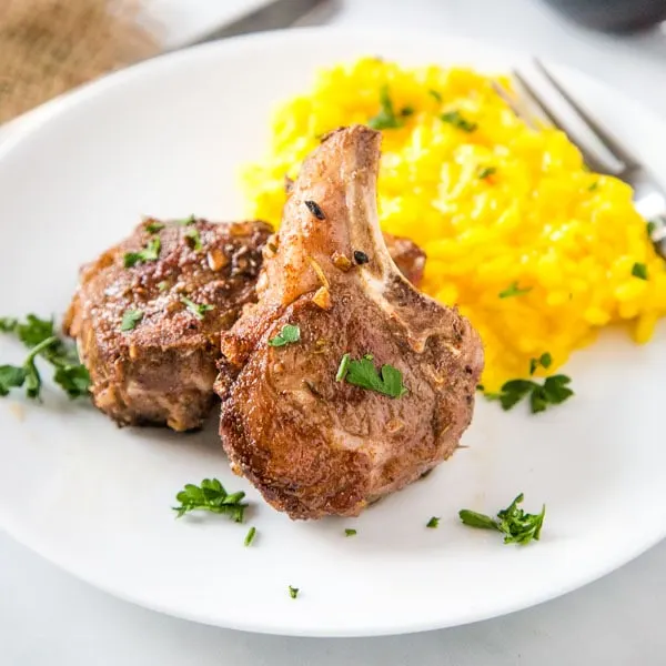 cropped pic of sous vide lamb chops on plate