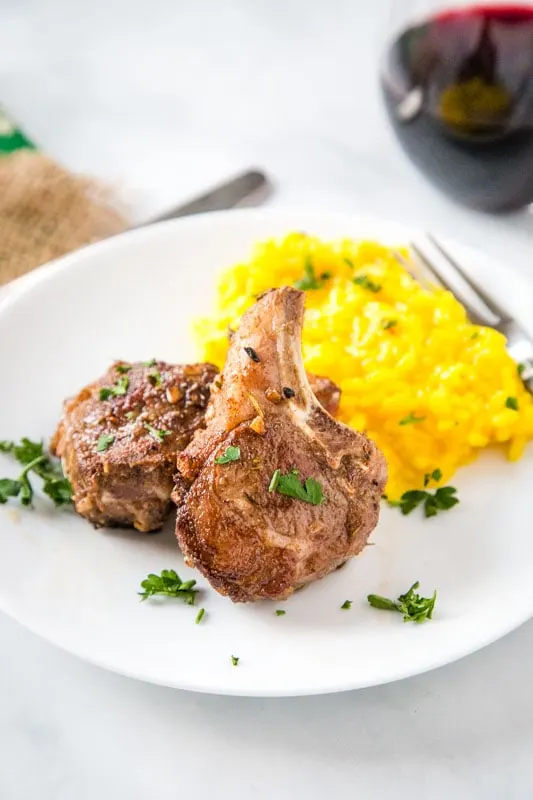 Mediterranean lamb chops on plate